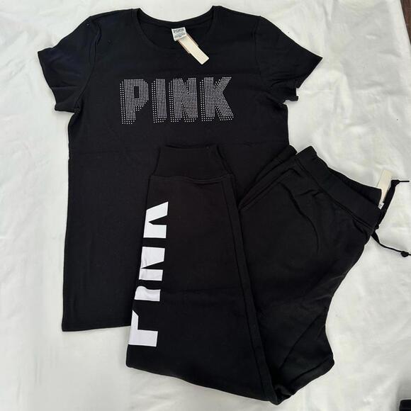PINK Victoria’s Secret Bling Shirt and Jogger set - Picture 1 of 5